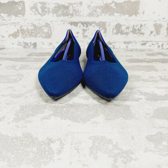 New Rothy's The Flat Blue Knit Pointy Toe Slip On Loafers F1